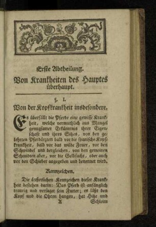 Erste Abtheilung. Von Krankheiten des Hauptes überhaupt.