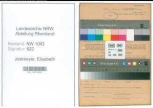 Entnazifizierung Elisabeth Jostmeyer , geb. 17.11.1902 (Postbeamtin)