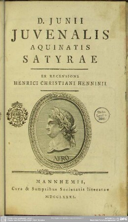 D. Iunii Iuvenalis Aquinatis Satyrae