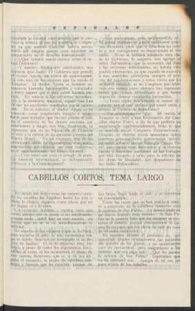 Cabellos cortos, tema largo