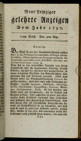 62tes Stück. Den 4ten Aug.