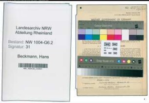 Entnazifizierung Hans Beckmann , geb. 13.12.1912 (Ingenieur)