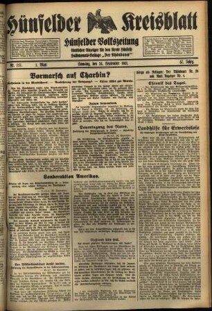 Erste Ausgabe vom Samstag, den 26. September 1931.