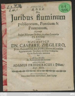 De Iuribus fluminum publicorum, Pontium & Pontonum