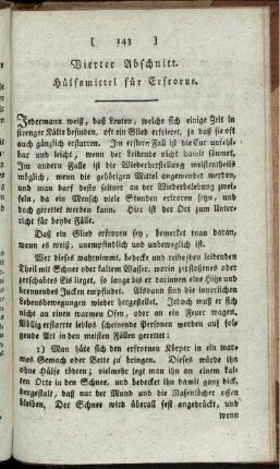 Vierter Abschnitt. Hülfsmittel für Erfrorne.