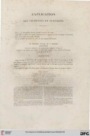 Explication des vignettes et fleurons