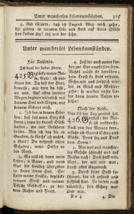 Unter mancherlei Lebensumständen.