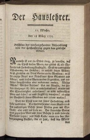 11. Woche, d. 18. März 1775