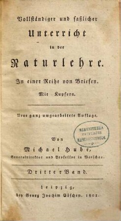 Vollständiger und faßlicher Unterricht in der Naturlehre : in einer Reihe von Briefen, 3