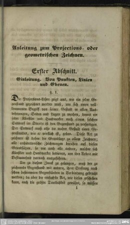 Erster Abschnitt. Einleitung. Von Punkten, Linien und Ebenen