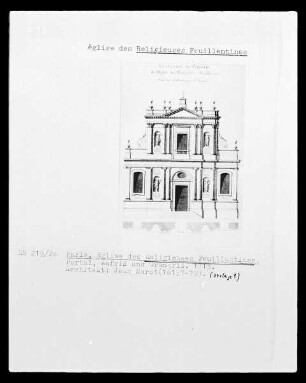 Paris, église des Religieuses Feuillantines, Portalaufriss und Grundriss