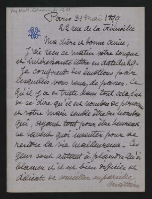 Brief an Lilli Lehmann : 31.05.1899