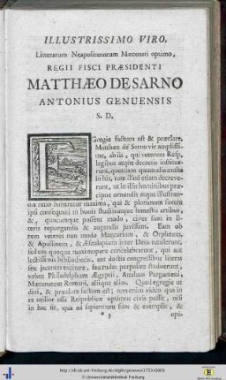 Illustrissimo viro … regii fisci praesidenti… Matthaeo Dessarno