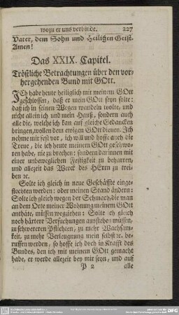 Das XXIX. Capitel. Tröstliche Betrachtungen über den vorhergehenden Bund mit Gott