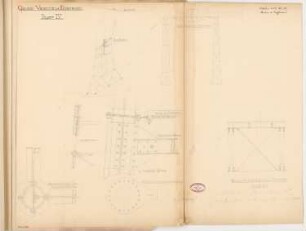 Eisenbahnbrücke in Venezuela Monatskonkurrenz Februar 1889: Konstruktionszeichnungen, Details 1:200, 1:25; 2 Maßstabsleisten