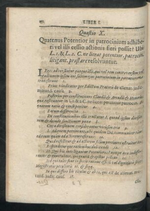 Quaestio X. Quatenus Potentior in patrocinium adhiberi vel illi cessio actionis fieri ...