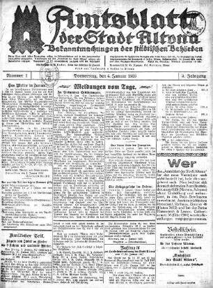Nummer 1 : Donnerstag, den 4. Januar 1923
