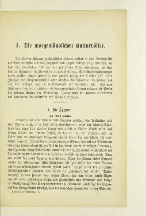 I. Die morgenländischen Kulturvölker