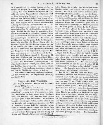 Hitzig, F.: Der Prophet Ezechiel. Leipzig: Weidmann 1847. (Kurzgefasstes exegetisches Handbuch zum Alten Testament. Lfg. 8) (Beschluss von Nr. 3.)
