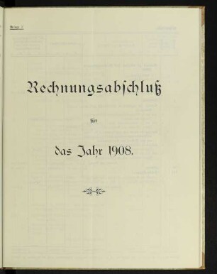 Rechnungsabschluß für das Jahr 1908.