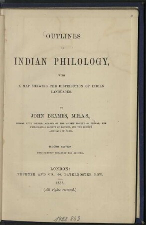 Outlines of Indian philology : with a map shewing the distribution of Indian languages