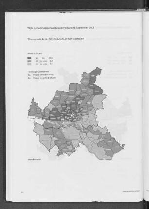 Stimmenanteile der Grünen/GAL in den Stadtteilen