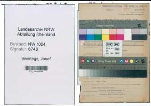 Entnazifizierung Josef Verstege , geb. 12.05.1900 (Baufuehrer)