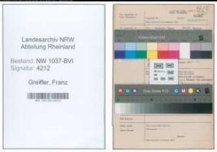 Entnazifizierung Franz Greiffer , geb. 21.10.1909 (Werkfuehrer)