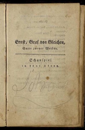 Ernst Graf von Gleichen, Gatte zweyer Weiber.