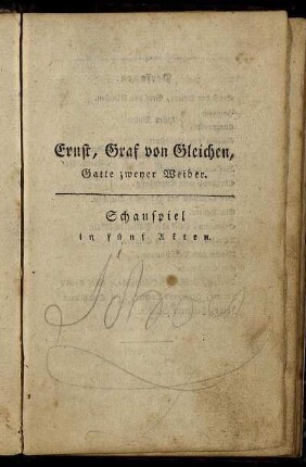 Ernst Graf von Gleichen, Gatte zweyer Weiber.