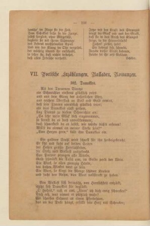 VII. Poetische Erzählungen, Balladen, Romanzen