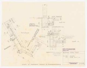Haus Bolland, Kassel: Heizkanal und Blumenwannenaussparung und Schnitte, 1:50, 1:20