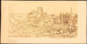 Burgruine, Nideggen: Durchzeichnung: Perspektivische Ansicht der Ruine, nach Neues Blatt, 1872, S. 364