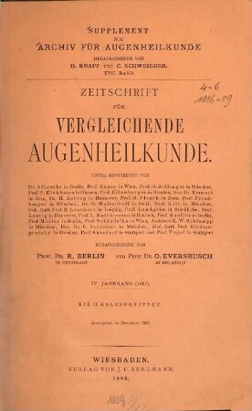 Zeitschrift für vergleichende Augenheilkunde, 4. 1886