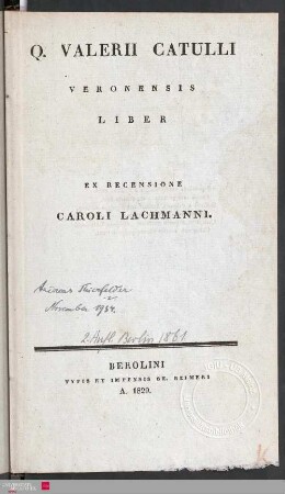Q. Valerii Catulli Veronensis liber