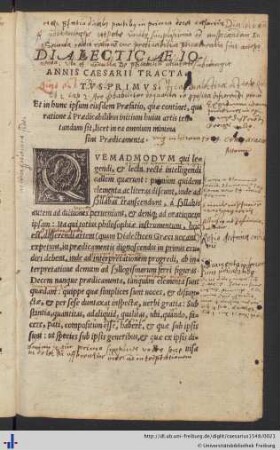Dialecticae Ioannis Caesarii Tractatus Primus
