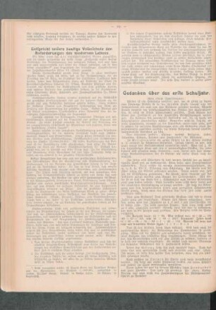 Entspricht unsere heutige Volksschule den Anforderungen des modernen Lebens