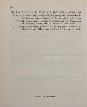 94. Das 38., 39. und 40. Stück des Reichs-Gesetzblatts enthalten unter ...