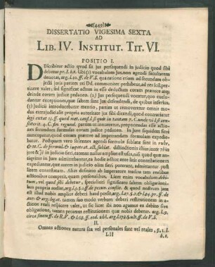 Dissertatio Vigesima Sexta Ad Lib. IV. Institut. Tit. VI.