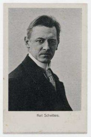 Werbepostkarte des Paul Steegemann Verlags Hannover mit photographischer Abbildung von Kurt Schwitters [o. O.]