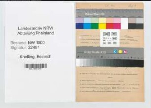 Entnazifizierung Heinrich Koelling, geb. 06.08.1895 (Betriebsassistent)
