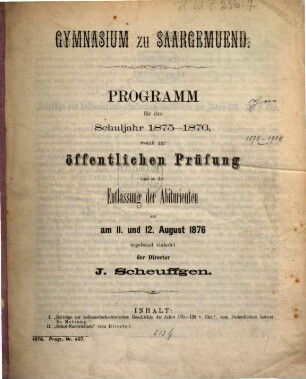 Programm : für das Schuljahr ... 1875/76
