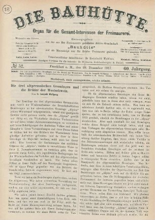 No. 52. Frankfurt a.M., den 29. Dezember 1917. 60. Jahrgang.