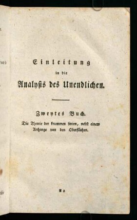 3-4, Einleitung in die Analysis des Unendlichen.