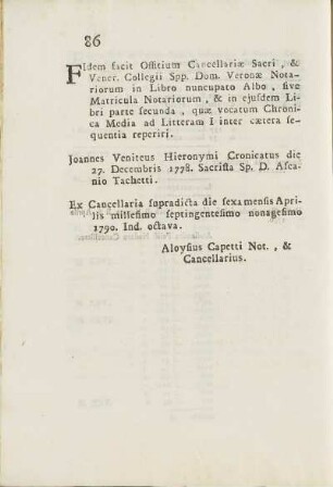 Fidem facit Officium Cancellariae Sacri ...