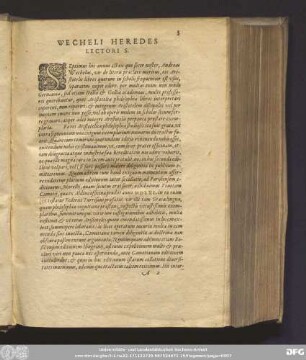 Wecheli Heredes Lectori S.