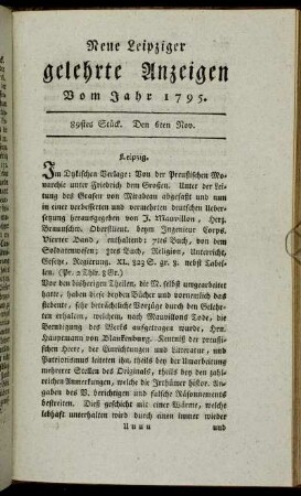 89stes Stück. Den 6ten Nov.