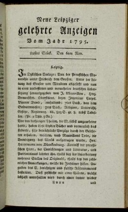 89stes Stück. Den 6ten Nov.