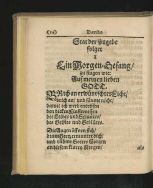 Stat Zugabe folget I. Ein Morgen-Gesang ...