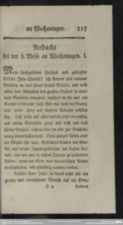 Andacht bei der h. Messe an Wochentagen